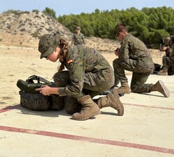 Su Alteza Real la Princesa de Asturias durante un ejercicio en la Academia General Militar