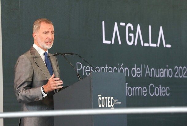 Don Felipe durante su intervención en el acto de presentación del “Anuario 2023” del Informe Cotec