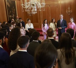 SS.MM. los Reyes y SS.AA.RR. la Princesa de Asturias y la Infanta Doña Sofía durante la audiencia