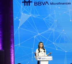 La Reina en sus palabras durante el acto organizado por la Fundación Microfinanzas BBVA “Tecnología para cerrar brechas. Creando sin límitesR