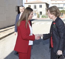 Doña Sofía recibe el saludo de la delegada del Gobierno en Castilla y León, Virginia Barcones