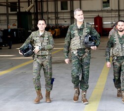 El Rey se dirige al helicóptero para realizar un vuelo 