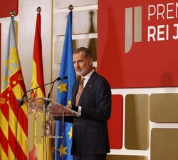 Su Majestad el Rey durante sus palabras en la entrega de los “Premios Rei Jaume I”