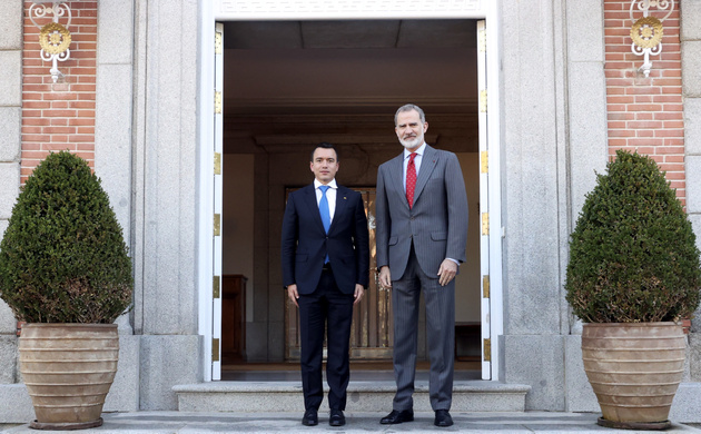 Su Majestad el Rey junto a Su Excelencia el Presidente de la República del Ecuador, Sr. Daniel Noboa Azín