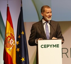 Su Majestad el Rey durante sus palabras en la entrega de la “X edición de los Premios CEPYME”