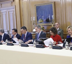 Don Felipe durante la reunión del Patronato de la Fundación Carolina