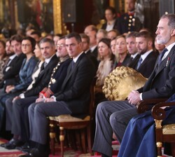 Sus Majestades los Reyes durante la recepción al Cuerpo Diplomático acreditado en España