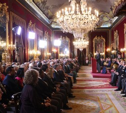 Vista general del Salón del Trono durante las palabras que Su Majestad el Rey dirigió al Cuerpo Diplomático acreditado en España