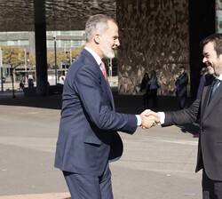 Su Majestad el Rey recibe el saludo del presidente del Consejo General del Poder Judicial por suplencia, Vicente Guilarte