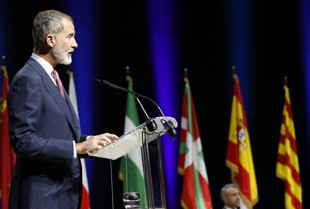 Su Majestad el Rey durante su intervención en la entrega de despachos a la 72ª promoción de la Carrera Judicial