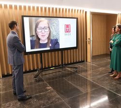 Su Majestad la Reina durante la presentación del proyecto "Salamanca Ciudad del español” 