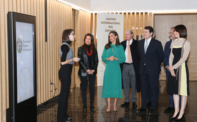 Su Majestad la Reina durante la presentación del proyecto "Salamanca Ciudad del español” 