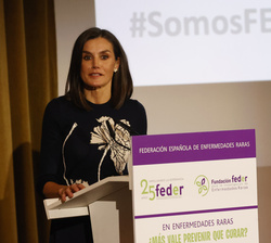 Su Majestad la Reina durante su intervención en el acto con motivo del “Día Mundial de las Enfermedades Raras”