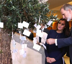 Don Felipe y Doña Letizia en el arbol con los mensajes de recuerdo