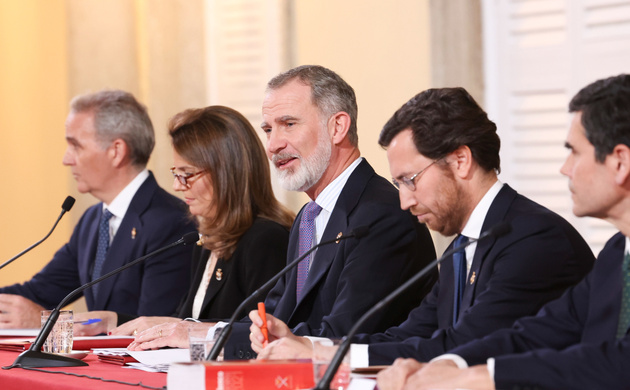 Su Majestad el Rey durante su intervención en la asamblea ordinaria de la Diputación Permanente y Consejo de la Grandeza de España y Títulos del Reino
