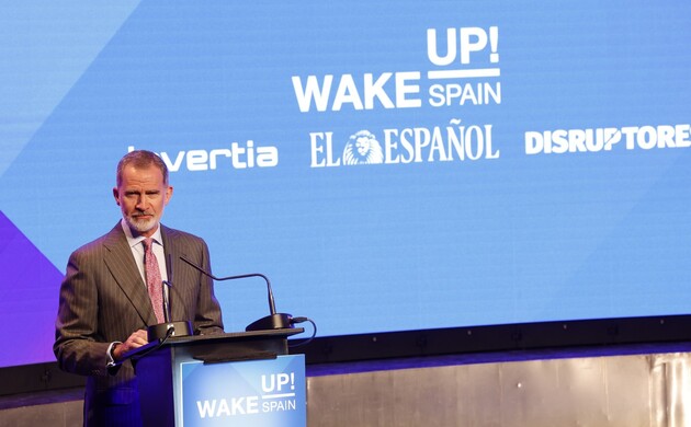 Su Majestad el Rey durante su intervención en el Foro Económico “Wake Up, Spain!”