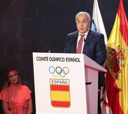 El presidente del Comité Olímpico Español (COE), Alejandro Blanco, durante su intervención