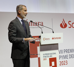 Su Majestad el Rey durante su intervención en la entrega de la VII edición del “Premio Nacional Pyme Del Año”