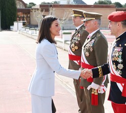 Doña Letizia durante el recibimiento