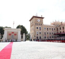 El Patio de Armas de la Academia General Militar durante los honores militares a Sus Majestades los Reyes