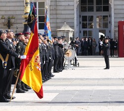 Don Felipe ante la Bandera Nacional
