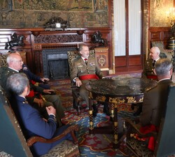 Su Majestad el Rey durante la audiencia con un grupo de Generales de División