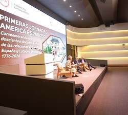 Vista del escenario del auditorio de la Fundación Ramón Areces