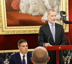 Su Majestad el Rey durante sus palabras en el almuerzo en honor del Presidente de Ucrania, Volodymyr Zelenskyy