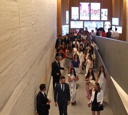 Sus Altezas Reales la Princesa de Asturias y la Infanta Doña Sofía acceden al edificio de la Galería de las Colecciones Reales