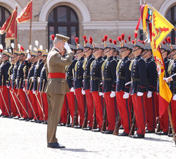 Su Majestad el Rey saluda a la Bandera