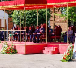 Su Majestad el Rey durante la intervención del Coronel Director de la Academia Básica del Aire