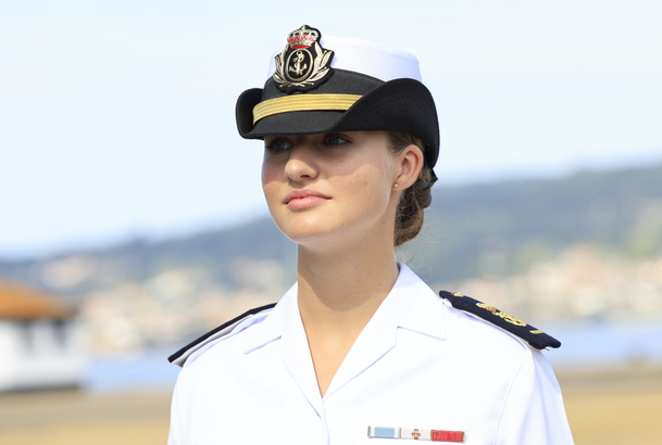 Su Alteza Real la Princesa de Asturias durante su primer día en la Escuela Naval Militar