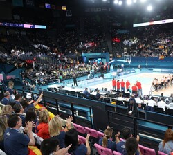 Partido de baloncesto en Silla de Ruedas masculino entre España y Australia en el Bercy Arena de París