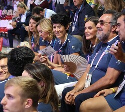 Doña Letizia en la grada del National Velodrome, durante la prueba de Persecución Individual Masculino 3000M-C3