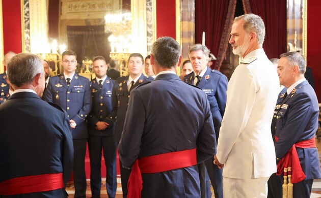 Un momento durante la audiencia del Rey a una comisión del Ejército del Aire y del Espacio compuesta por personal del Despliegue “Pacific Skies 2024”