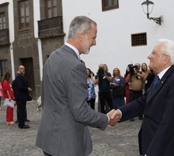 Su Majestad el Rey con el presidente de la República Italiana, Su Excelencia Sergio Mattarella