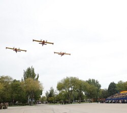 Vista del desfile aéreo
