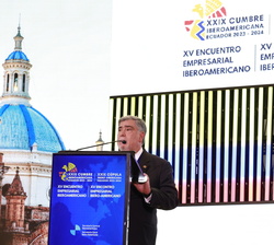 El presidente de la Federación Nacional de Cámaras de Industria del Ecuador (FNCIE) y presidente saliente de la Secretaría Permanente del Consejo de E