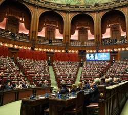 Vista general de la Cámara de Diputados de la República Italiana durante la intervención de Don Felipe en la sesión conjunta de la Cámara de Diputados