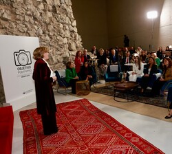 Su Alteza Real la Infanta Doña Sofía durante la intervención de la presidenta del Consejo de Administración del Patrimonio Nacional, Ana de la Cueva