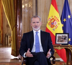 Su Majestad el Rey durante sus palabras del Mensaje de Navidad