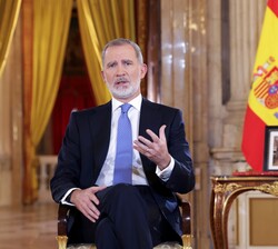 Click para ampliar Su Majestad el Rey durante las palabras del Mensaje de Navidad