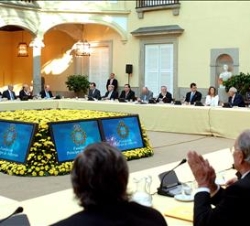 Vista general del Patio de los Austrias durante la celebración de la reunión de los Patronatos de la Fundación Príncipe de Asturias