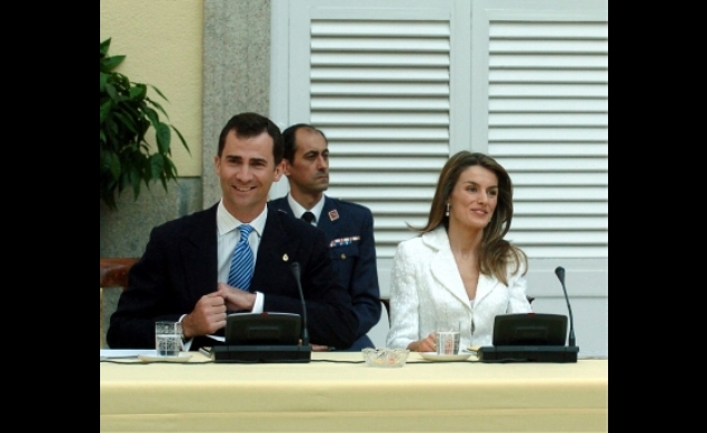 Los Príncipes de Asturias, durante la reunión