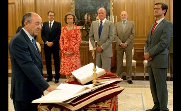 Momento de la promesa de Miguel Ángel Fernández Ordónez como nuevo gobernador del Banco de España