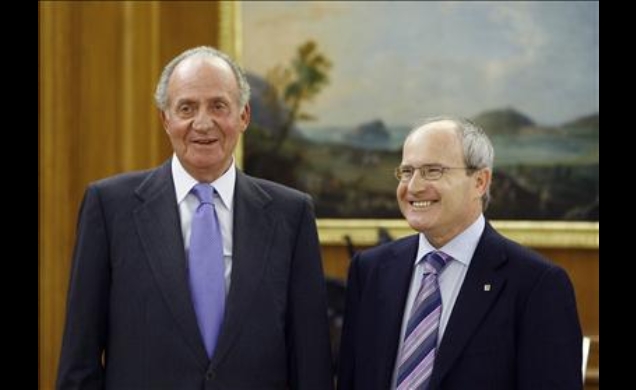 Su Majestad el Rey con el presidente de la Generalitat de Cataluña, José Montilla