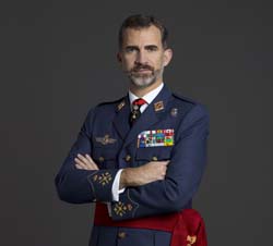 Click para ampliar Fotografía oficial de Su Majestad el Rey Don Felipe VI con uniforme de diario para actos de especial relevancia de Capitán General del Ejército del Aire