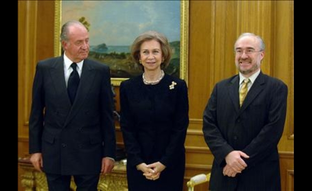 Sus Majestades los Reyes junto al Secretario General de la Organización Meteorológica Mundial, Michel Jarraud