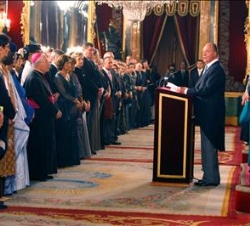 Don Juan Carlos durante el discurso pronunciado en la recepción