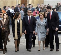 Los Príncipes, con el Presidente de Portugal, su esposa y su hija, antes del almuerzo